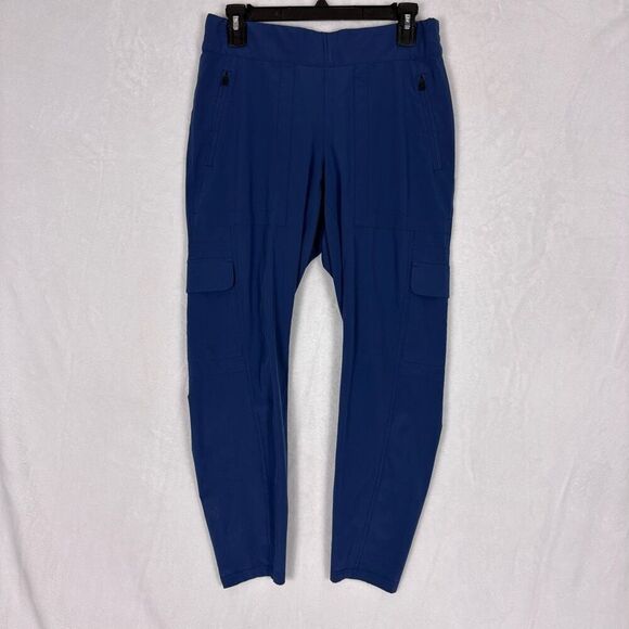 Athleta Blue Cargo Skinny Leg Zipper Pocket Pants Size 8 - Picture 1 of 11